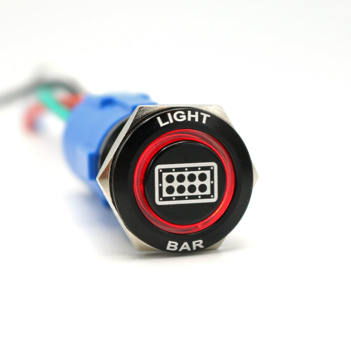Billetworkz Light Bar Push Button Switch LED ON/OFF 19mm 12V