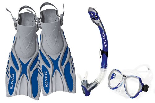 Body Glove Lucent XP Mask, Snorkel & Fin Set, Blue, S/M