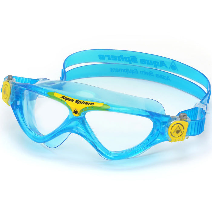 Aqua Sphere Vista Jr Swimming Goggles Clear Lens, Turquoise/Yellow