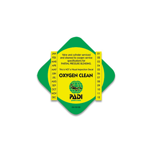 PADI Cylinder Decal “Oxygen Clean”