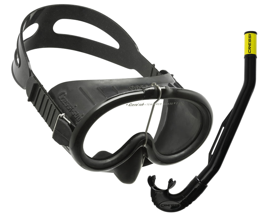 Cressi Pinocchio Classic Oval Dive Mask and Island 2.0 Snorkel for Scuba and Snorkeling