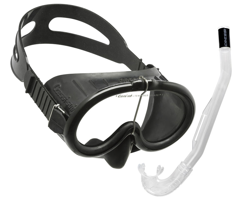 Cressi Pinocchio Classic Oval Dive Mask and Island 2.0 Snorkel for Scuba and Snorkeling