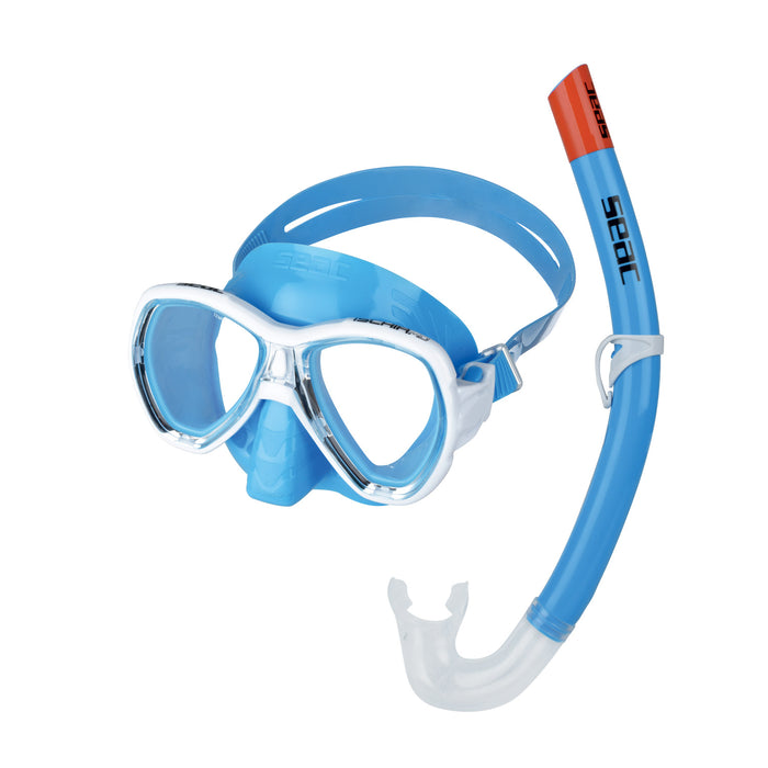 SEAC Ischia Premium Junior Kids Scuba Diving Swimming Snorkeling Mask Snorkel Set Light Blue