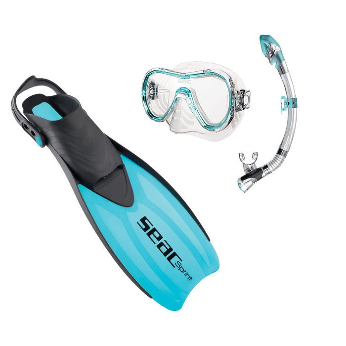 SEAC Sprint Dry Snorkeling Set Includes Fins Mask Snorkel w/ Gear Bag