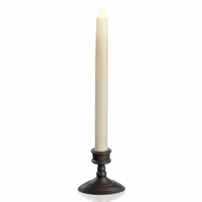 Delighted Home Flickering Flameless Candle 4 and 6-hour Timer Battery Operated Dancing LED Wax Taper Candle with Base 9"