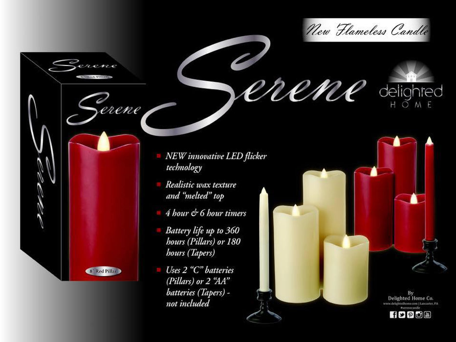 Delighted Home Flickering Flameless Candle 4 and 6-hour Timer Battery Operated Dancing LED Wax Taper Candle with Base 9"