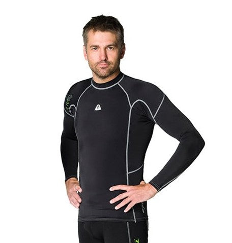 Waterproof 303127 R30 Men's Long Sleeve Rash Guard Offers Protection From The Sun. 50+ UPF